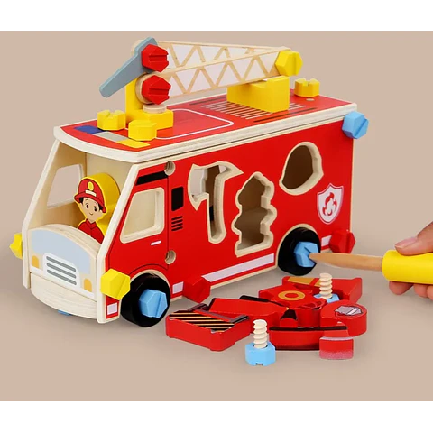 Carro de bomberos armable con figuras