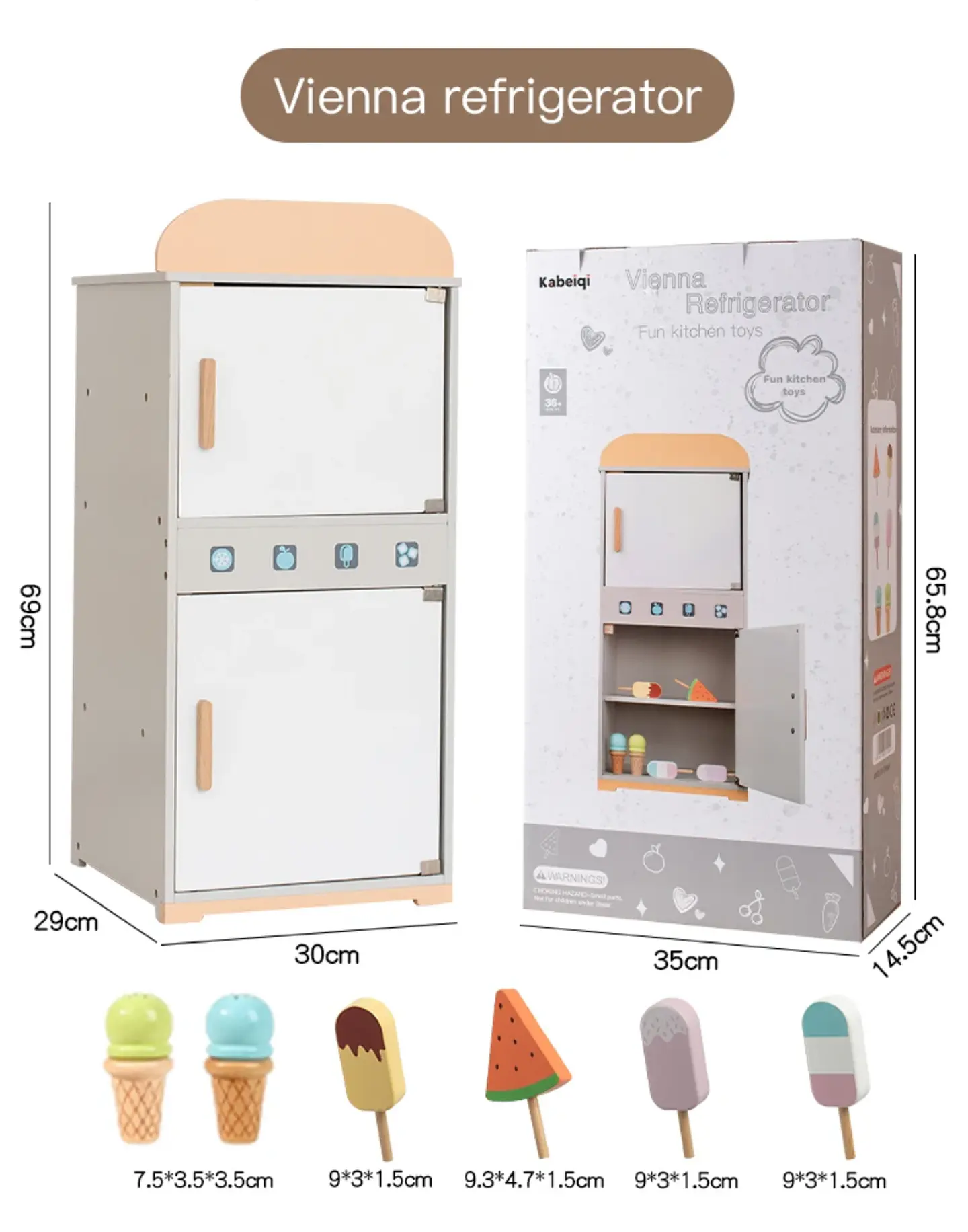 Refrigerador de Madera para Niños – Juego de Cocina  5