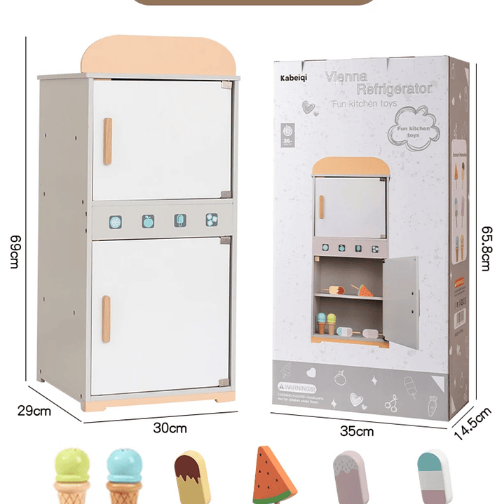 Refrigerador de Madera para Niños – Juego de Cocina  5