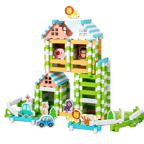 Juego de Bloques de Construcción de Madera para Niños 