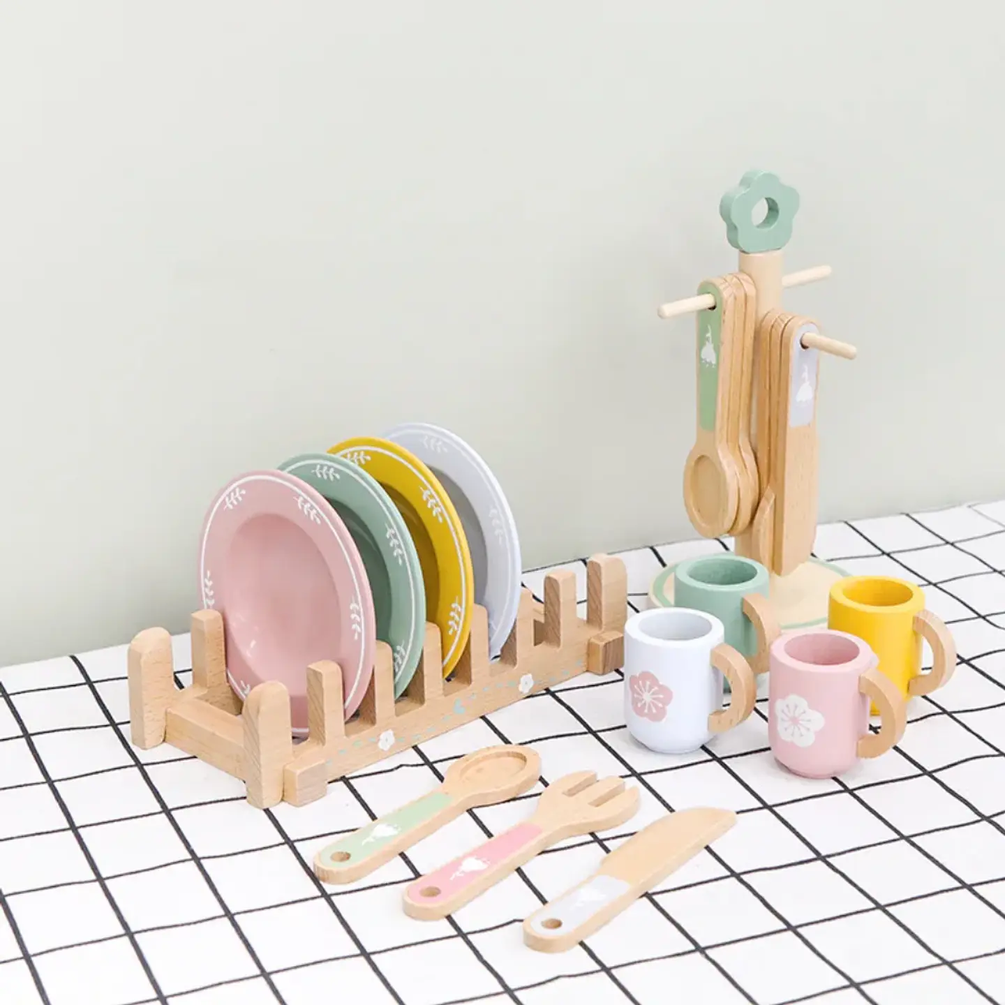Juego de Vajilla de Madera – Juguete Didáctico de 21 Piezas para Niños  3