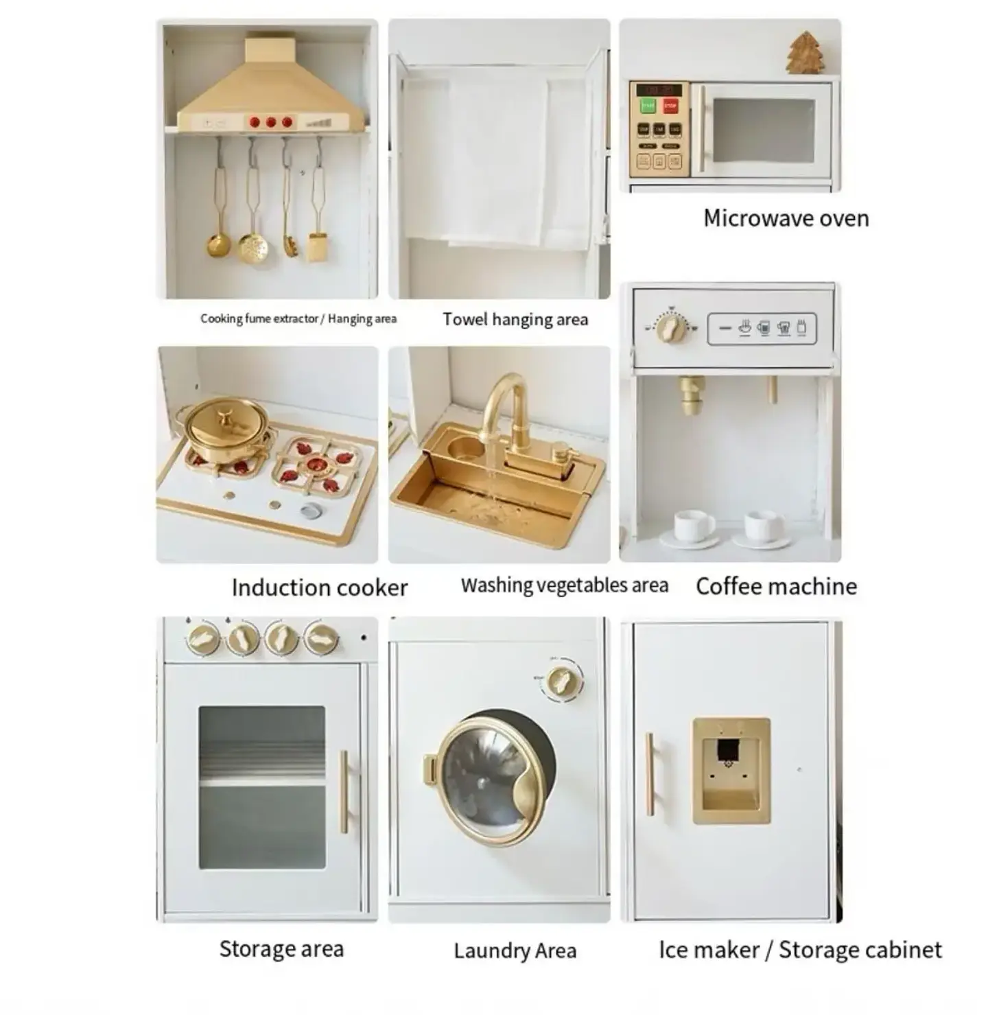 Cocina de madera blanca con flujo de agua Deluxe  2