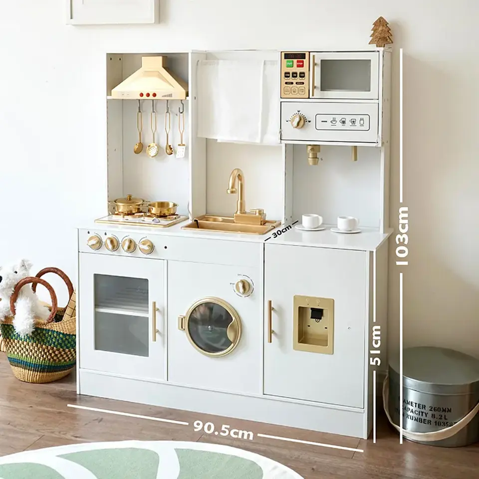 Cocina de madera blanca con flujo de agua Deluxe  3