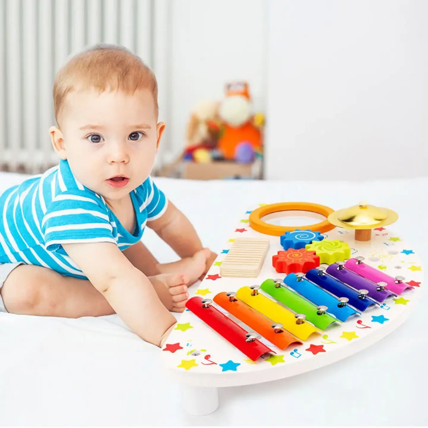 Juego set batería musical madera  3