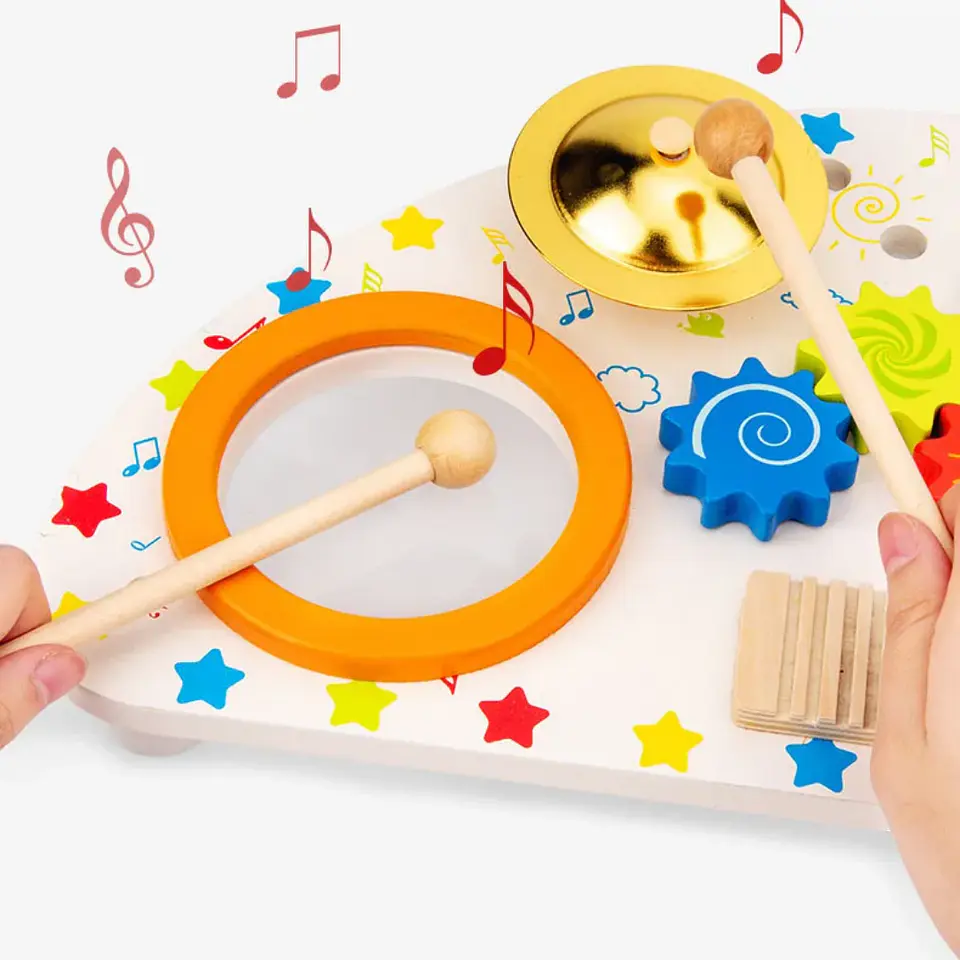 Juego set batería musical madera  4