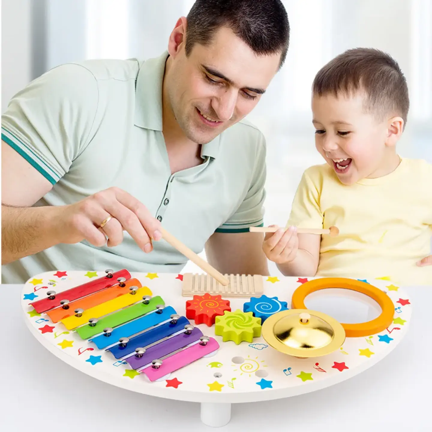 Juego set batería musical madera  5
