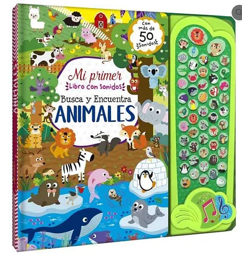 Libro Infantil - Busca y Encuentra Animales – Mi Primer Libro con más de 50 Sonidos