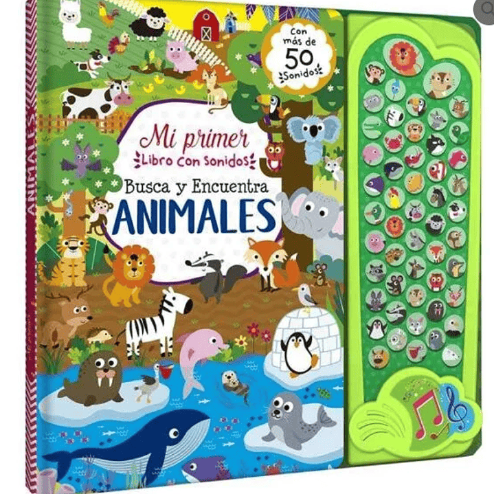 Libro Infantil - Busca y Encuentra Animales – Mi Primer Libro con más de 50 Sonidos 1