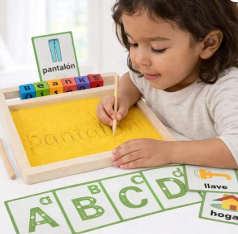 Bandeja de escritura montessori
