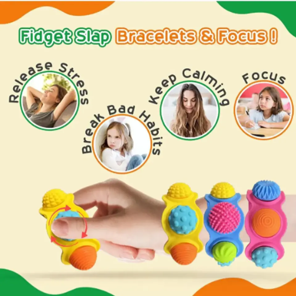 Banda Fidget sensorial De Silicona Para Niños (3 Unidades) 2
