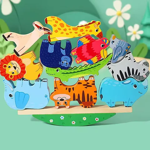 Juego equilibrio animales de madera