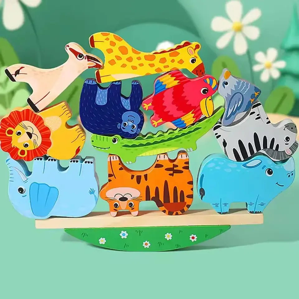 Juego equilibrio animales de madera 2