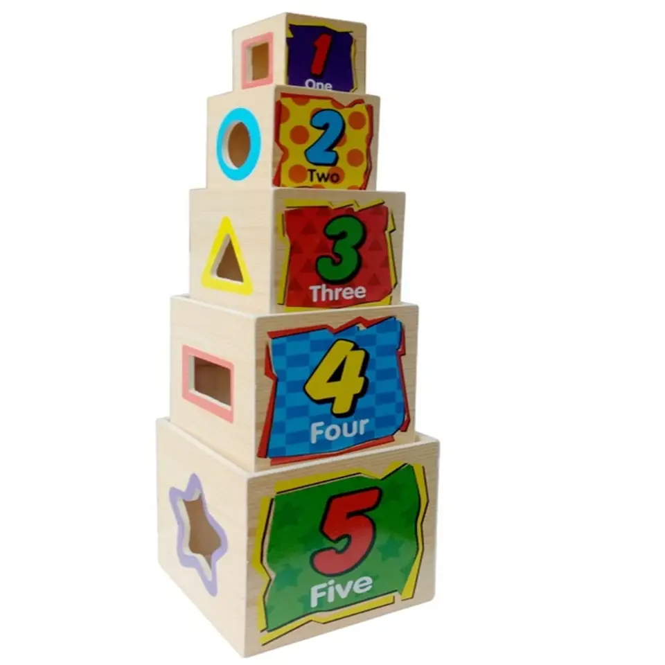 5 Cubos apilables de madera. 2