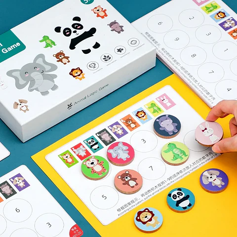 Juego de lógica de animales y números