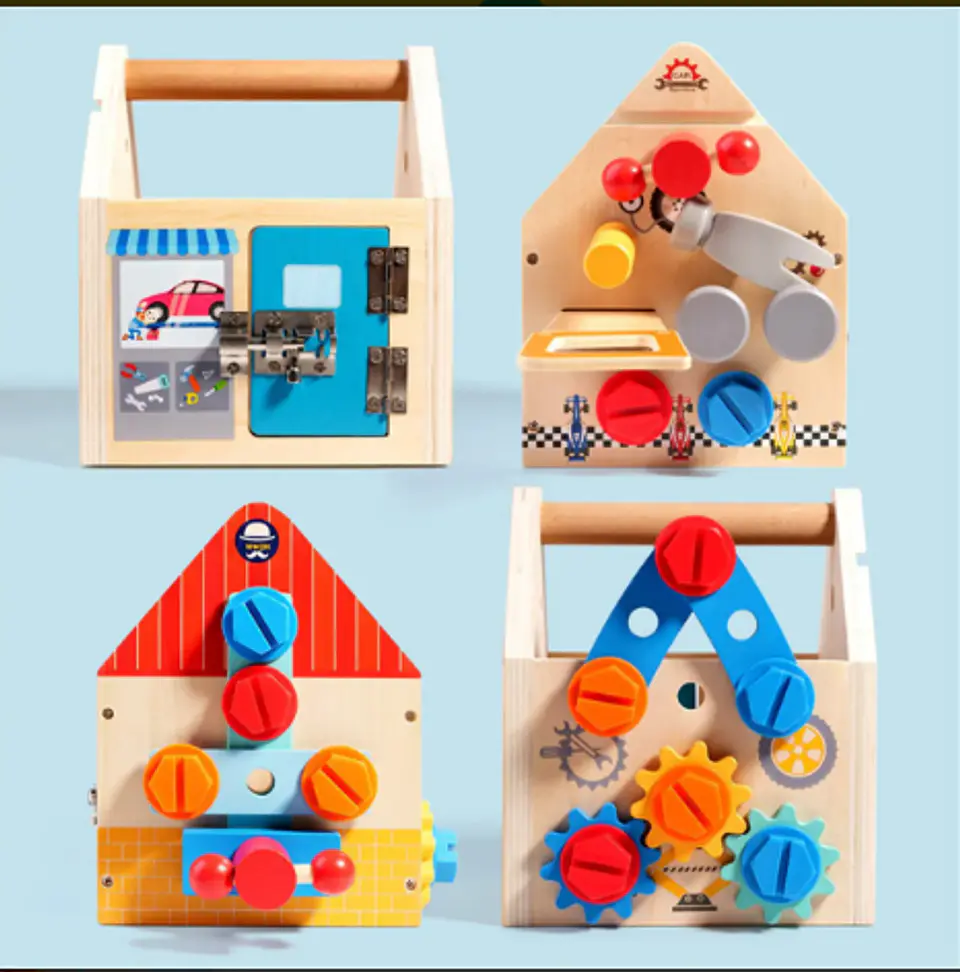 Casa con herramientas de madera para niños 4