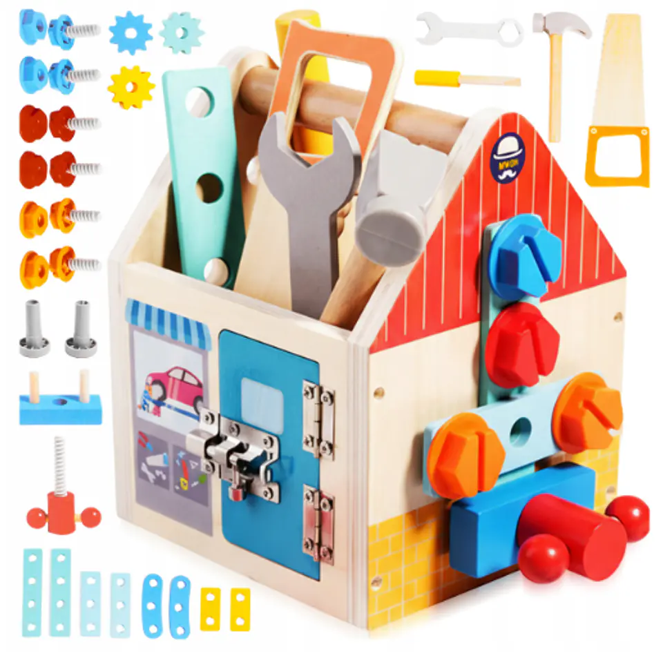 Casa con herramientas de madera para niños 5