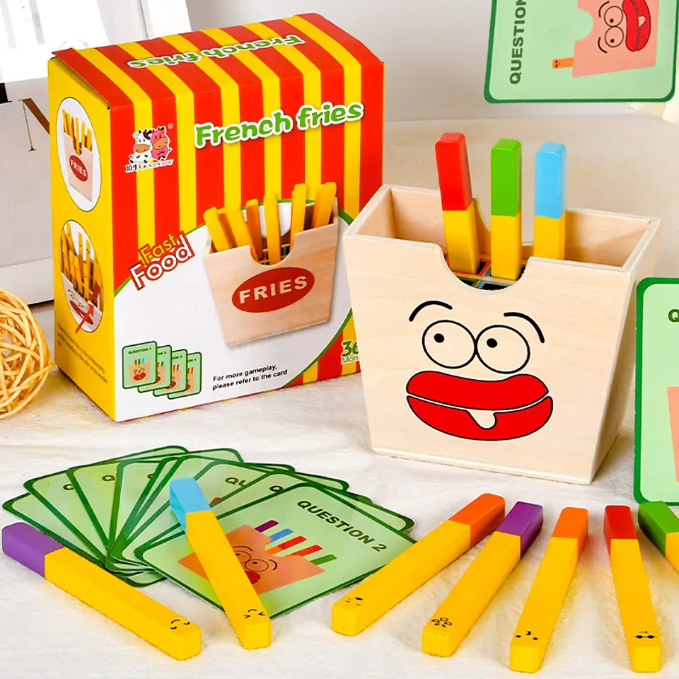 Juego de patrones y clasificar papas fritas  de madera 1