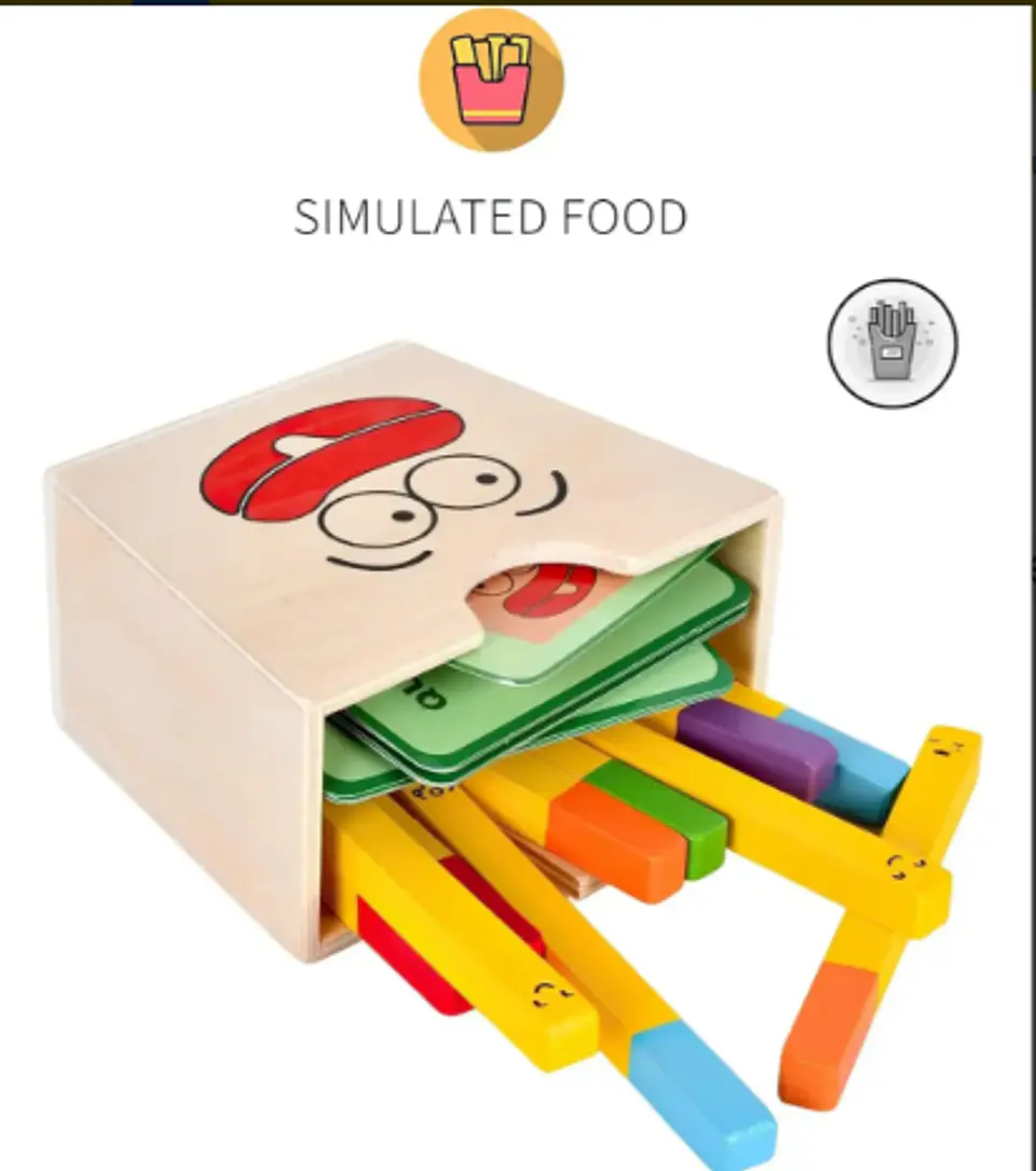 Juego de patrones y clasificar papas fritas  de madera 4