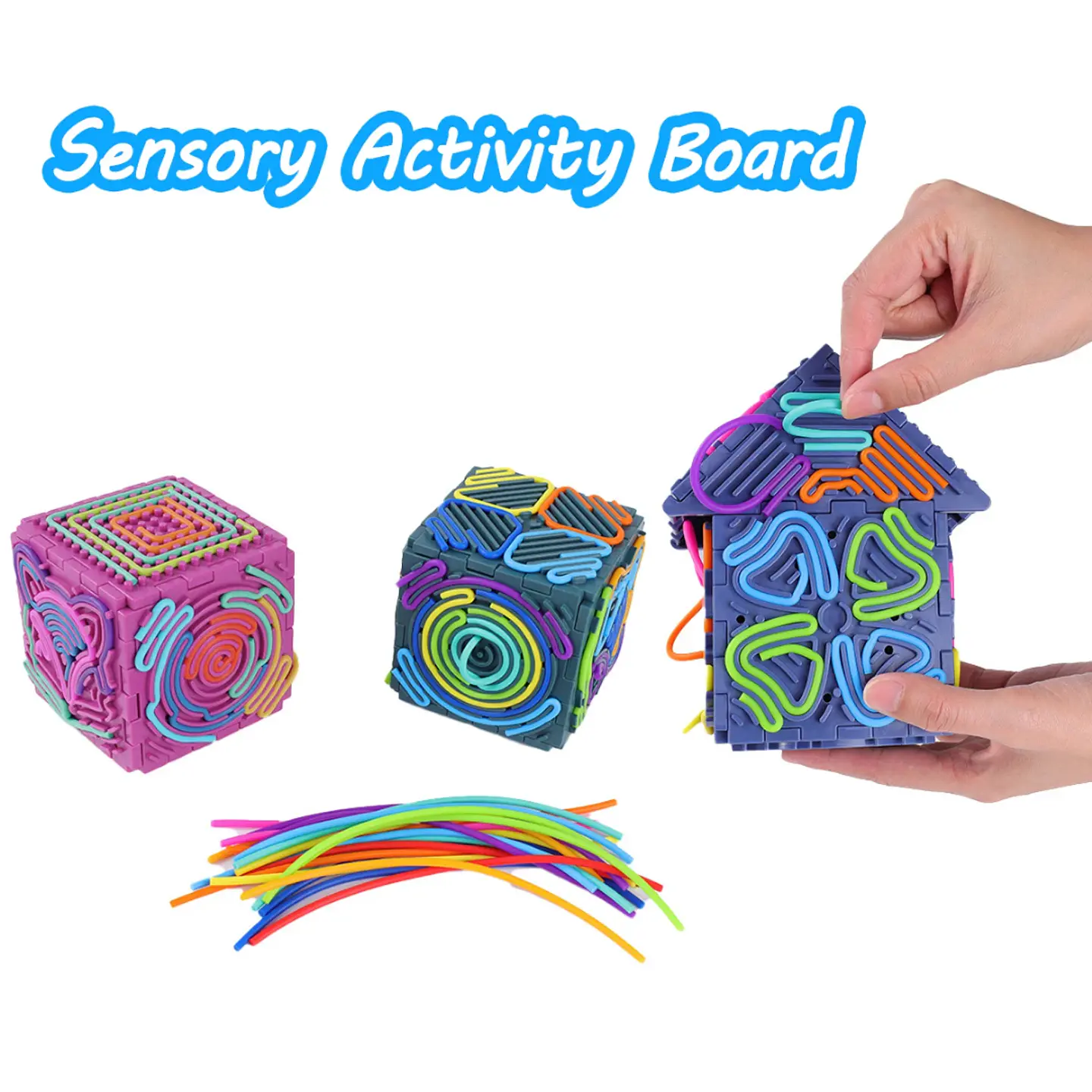 Cubo sensorial con tiras de silicona 2