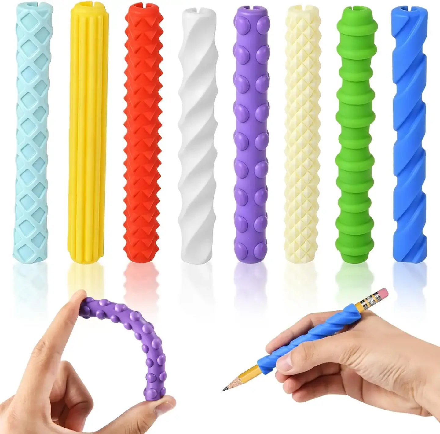 4 porta lápices de silicona con texturas 4