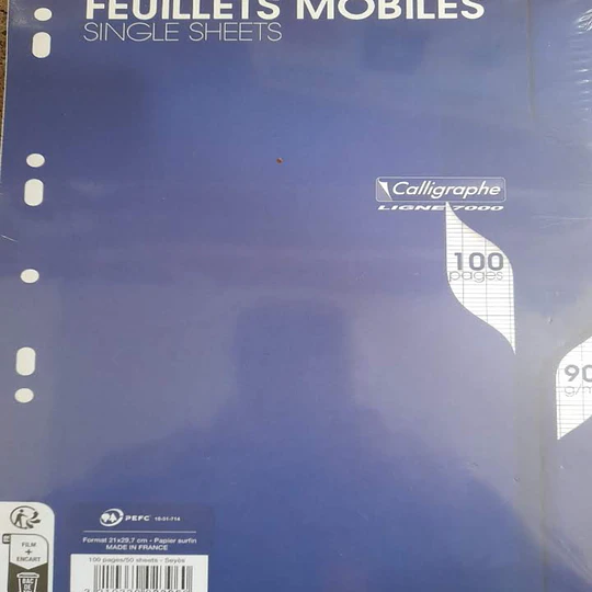 HOJAS SEYES CALLIGRAPHE SIMPLES 100 PAGINAS(50 HOJAS) TIPO CLAIREFONTAINE