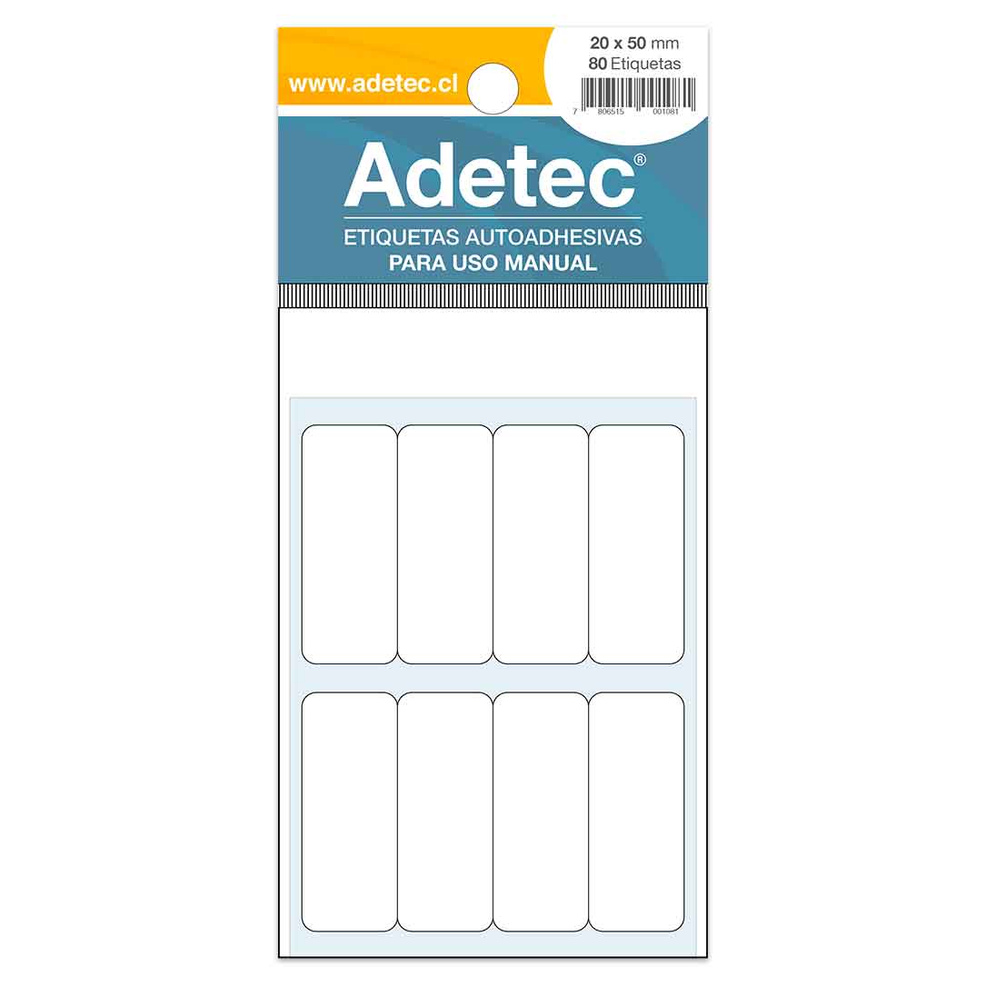 ETIQUETA RECTANGULAR MANUAL 20x50 MM