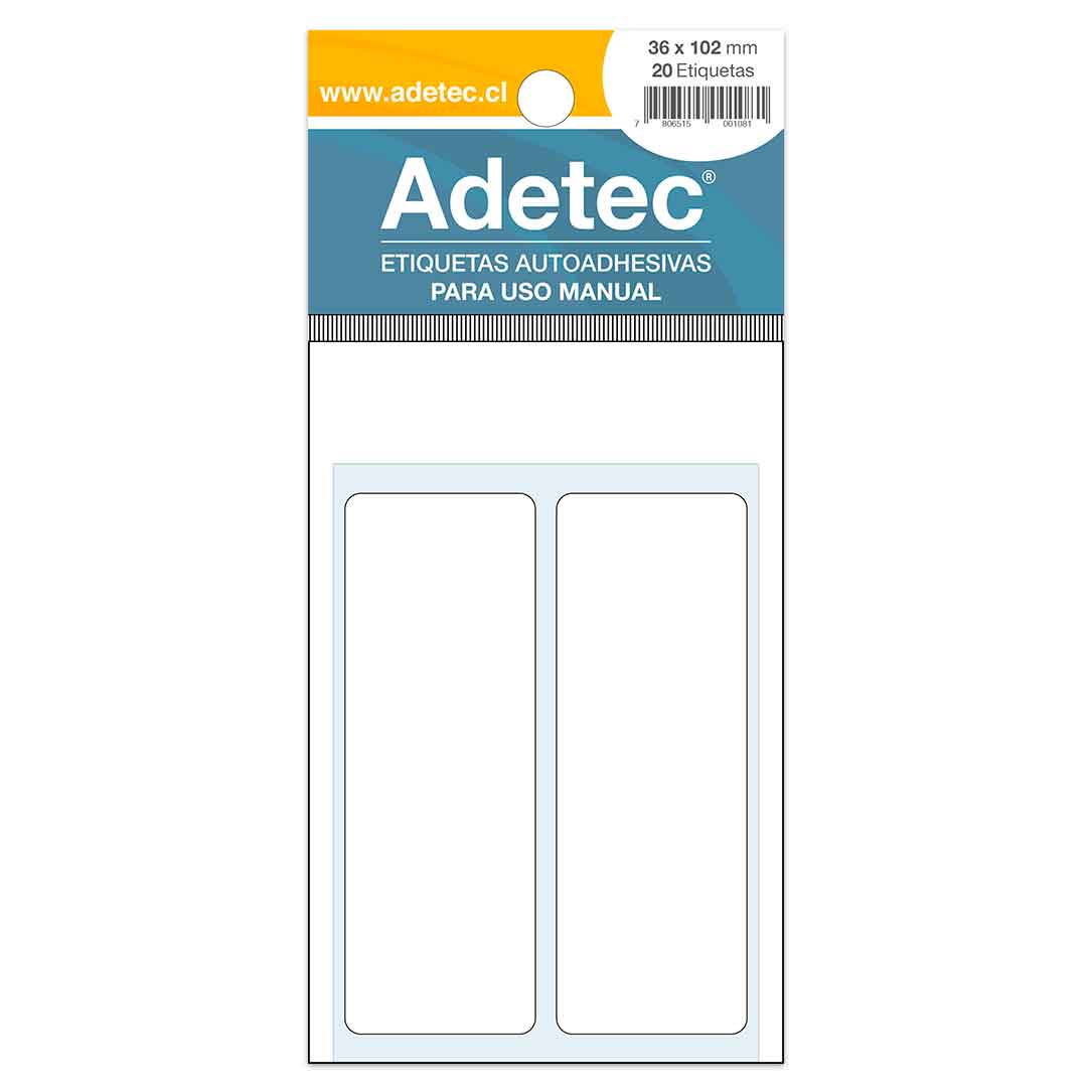 ETIQUETA RECTANGULAR MANUAL 36x102 MM