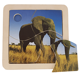 PUZZLE IMAGEN  MADERA 4 PZAS ELEFANTE