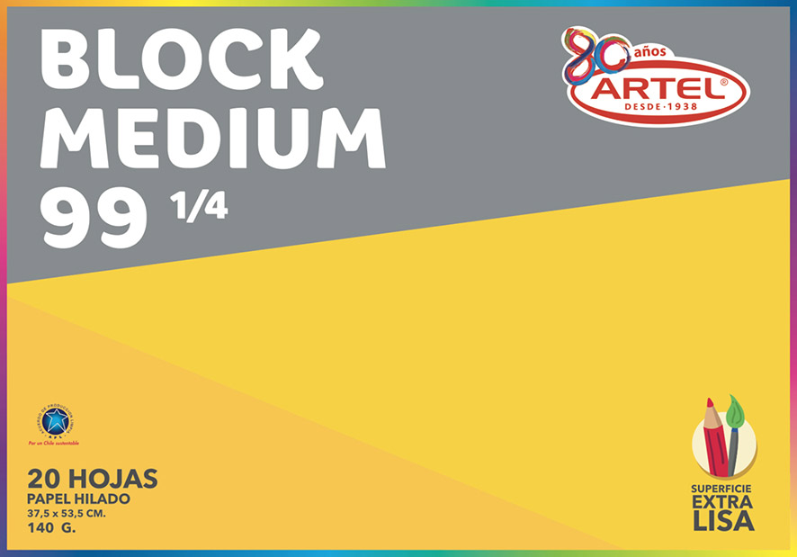 Block de Dibujo Doble Faz Artel Medium #99 1/8 20 Hojas