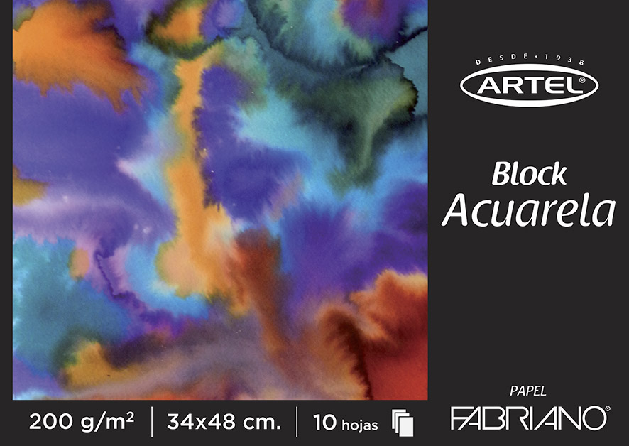 Block para Acuarela Fabriano 34x48cm 10 Hojas 200gr