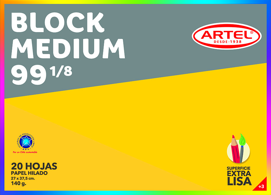 Block de Dibujo Medium Artel #180 1/8 20 Hoja