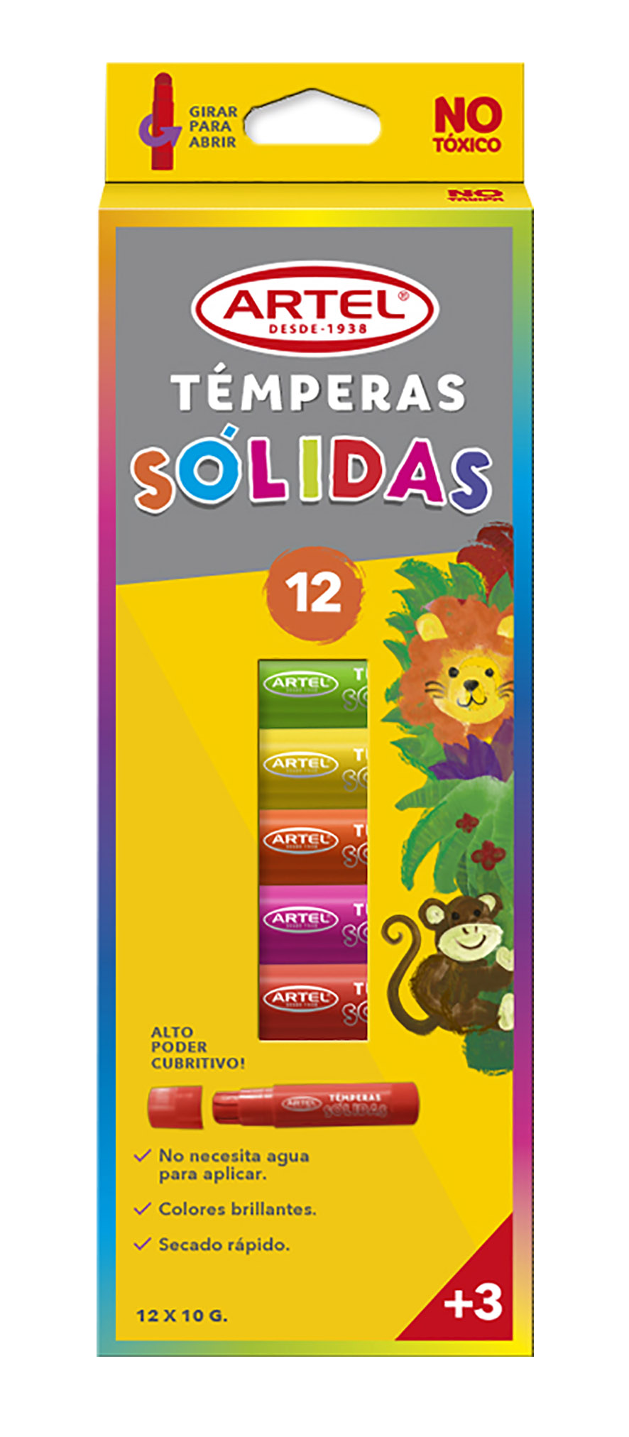 Tempera Solida 12 Colores 10 Gramos Art & Craft - Dimeiggs