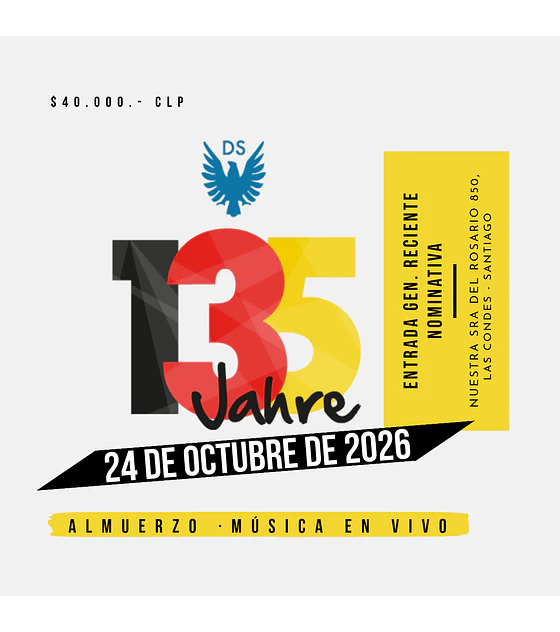 Preventa Generaciones Recientes - Aniversario 135 años DS Santiago