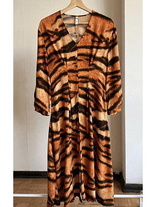 Vestido midi animal print
