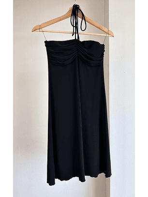 Vestido negro drapeado vintage