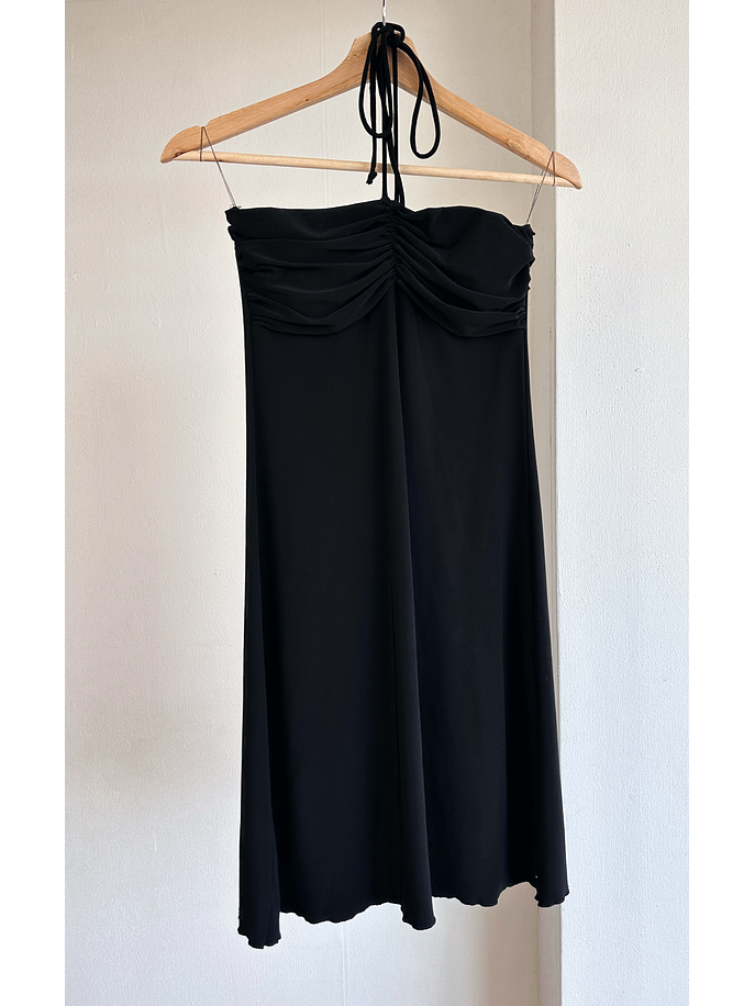 Vestido negro drapeado vintage 1