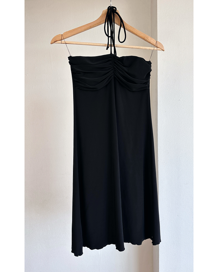 Vestido negro drapeado vintage