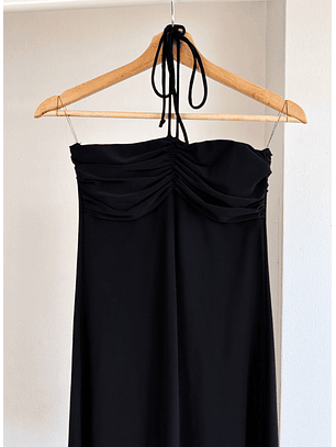 Vestido negro drapeado vintage