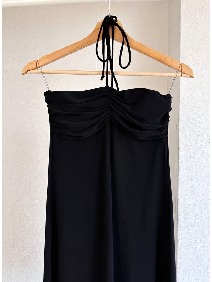Vestido negro drapeado vintage 2
