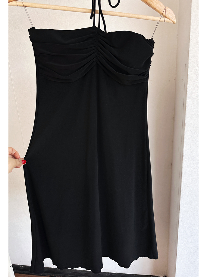 Vestido negro drapeado vintage 3