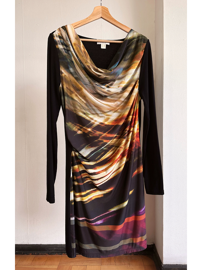 Vestido drapeado estampado  1