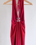 Vestido fucsia malla alta costura