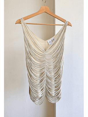 Top flecos beige vintage