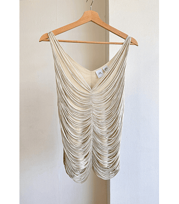 Top flecos beige vintage