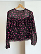 blusa negra floreada  - Miniatura 1
