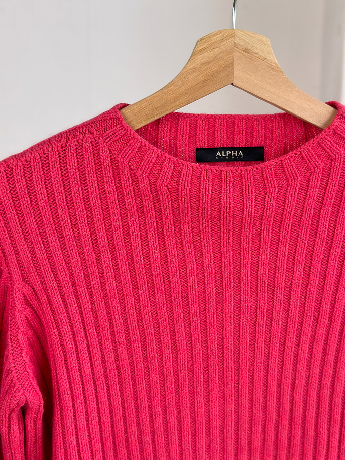 Chaleco acanalado fucsia  2