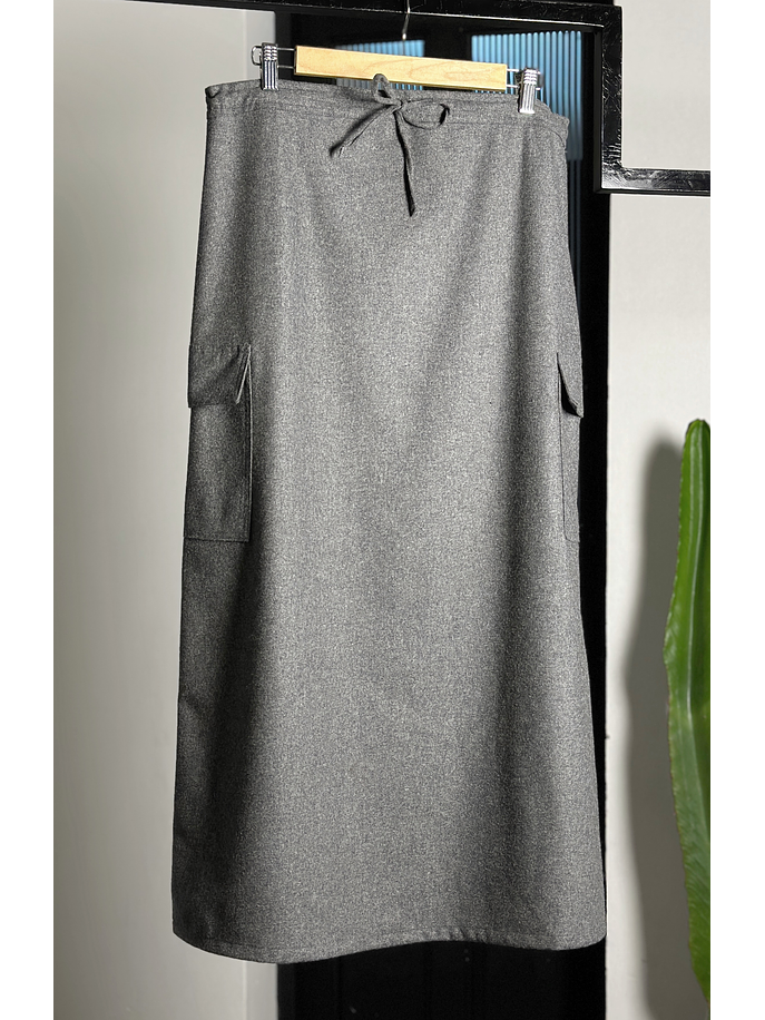 Falda cargo gris jaspeada  1