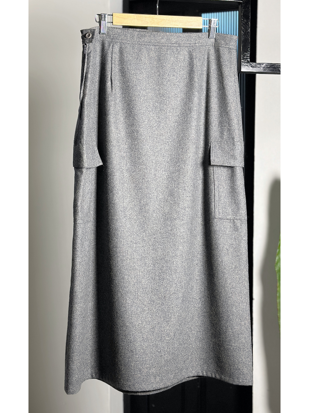 Falda cargo gris jaspeada  4