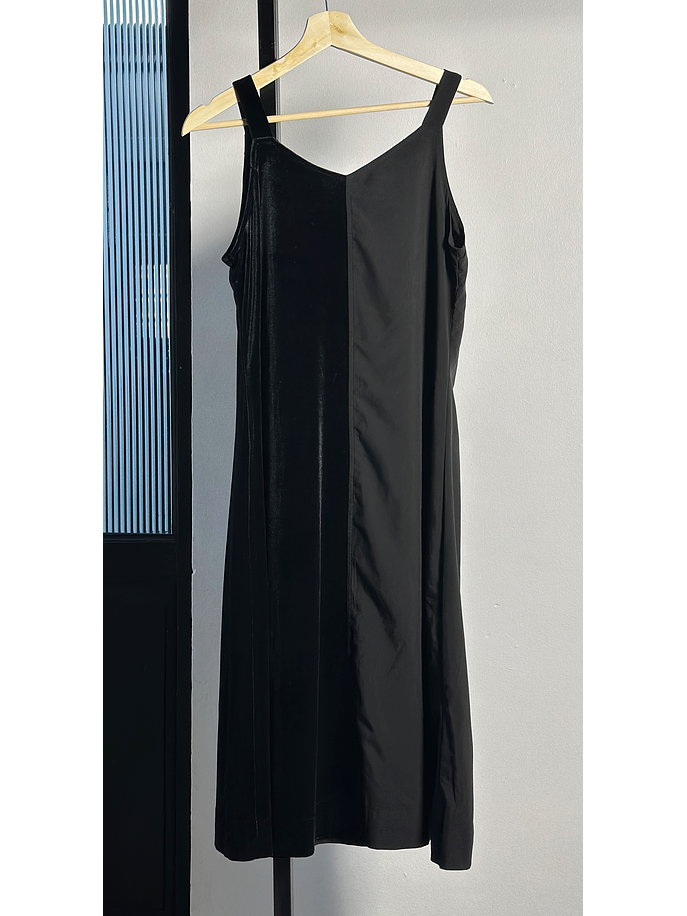 Vestido negro doble textura  3