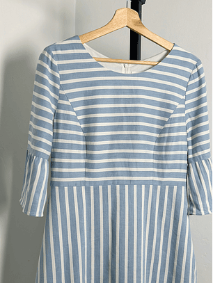 Vestido rayado celeste/blanco